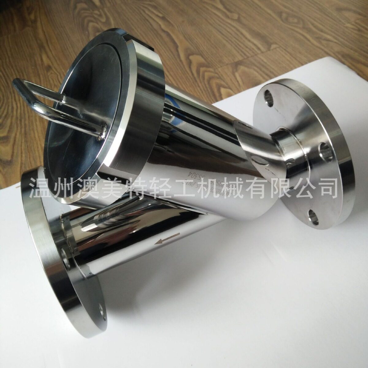 食品加工机械用卫生级不锈钢管道对焊快装法兰式Y型过滤器