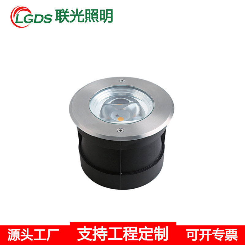 LED偏光地埋灯户外防水嵌入式偏光灯圆形COB歪头埋地灯外墙投射灯