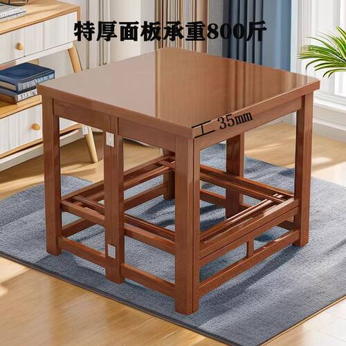 烤火桌子烤火架冬季家用正长方形可折叠多功能烤火餐桌两用竹通用