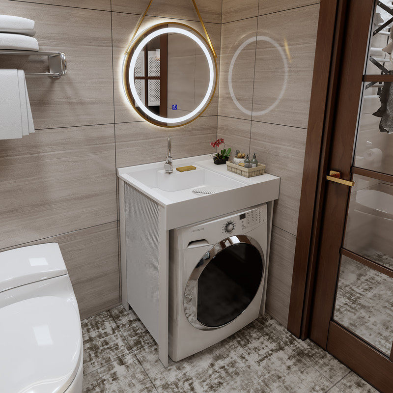 太空铝阳台洗衣机柜子带搓衣板卫生间小户型洗衣柜一体浴室柜组合