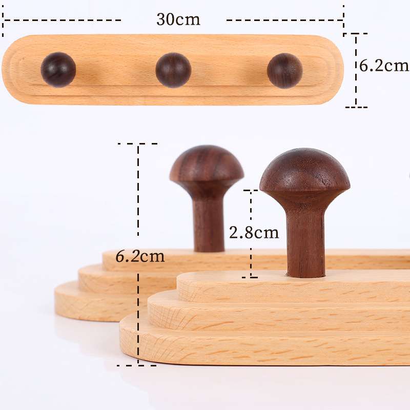 实木挂钩家用橱窗卧室衣帽钩免打孔门后房门挂衣钩衣架可diy