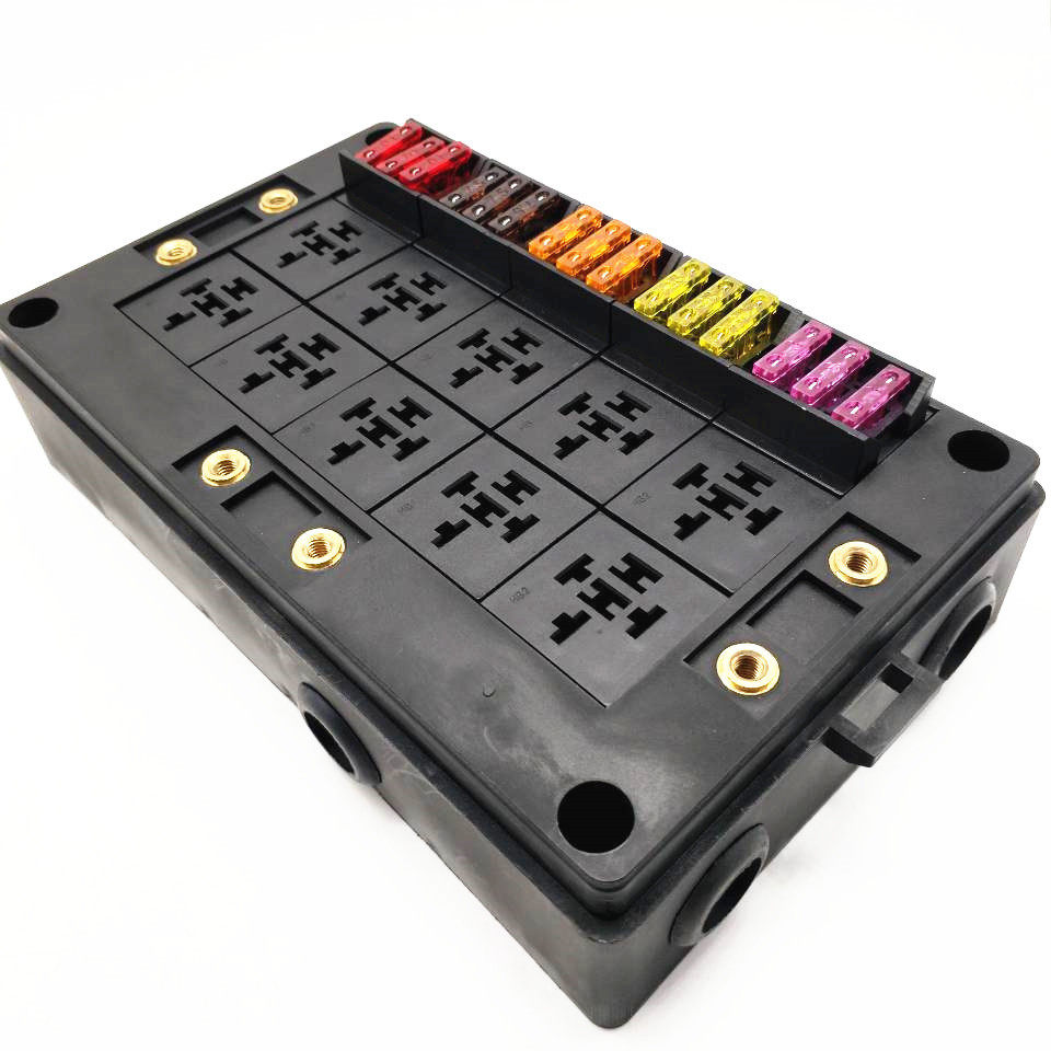 汽车船舶多路保险丝盒 车载电路自由组合多路带续电器保护