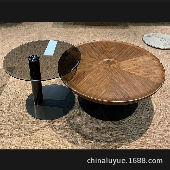 2024新款意式极简圆形飞碟茶几现代简约客厅家用轻奢高级感茶几