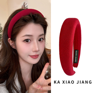 秋冬高颅顶红色发箍女款高级感洋气时尚精致头箍气质发卡圣诞头饰
