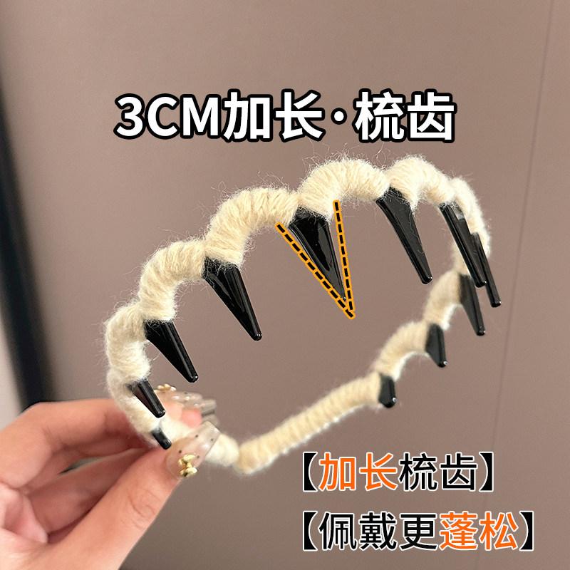 毛线缠绕发箍女款秋冬高颅顶防滑