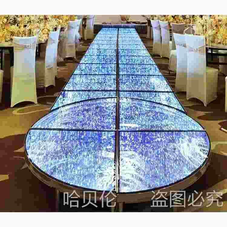 新款玻璃舞台婚庆星光大道灯丝t台婚庆道具婚礼走秀水晶圆舞台