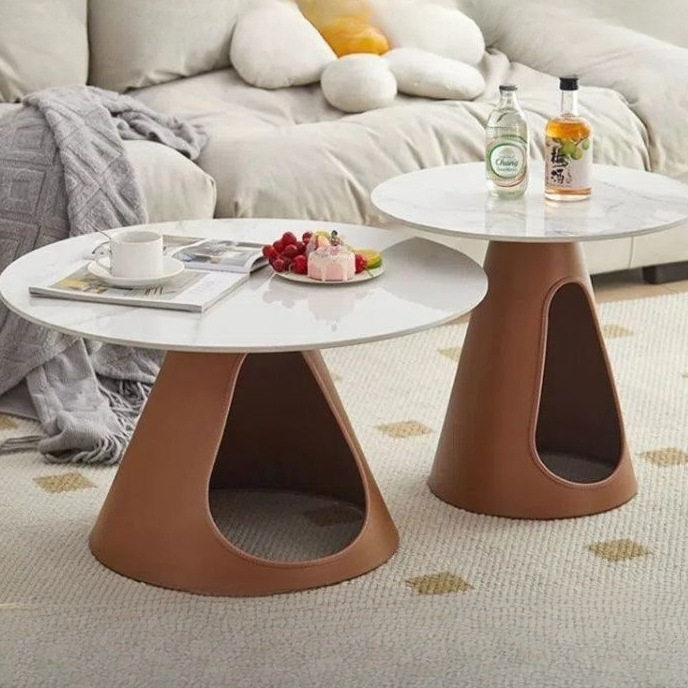 轻奢岩板茶几客厅家用边几清仓小户型简约圆形创意猫窝狗窝茶几桌