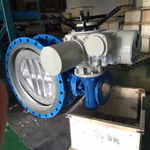 智能一体化铸钢电动法兰蝶阀 D943H 40C中体管道用蝶阀DN350