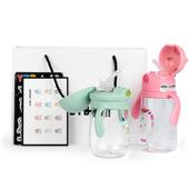 杯具熊吸管 直杯幼儿爱吸 子便携有手柄两用背带学饮杯可宝宝夏季