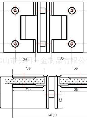 长固A014全铜方形直边90度T形浴室玻璃门夹淋浴房合页玻璃五金