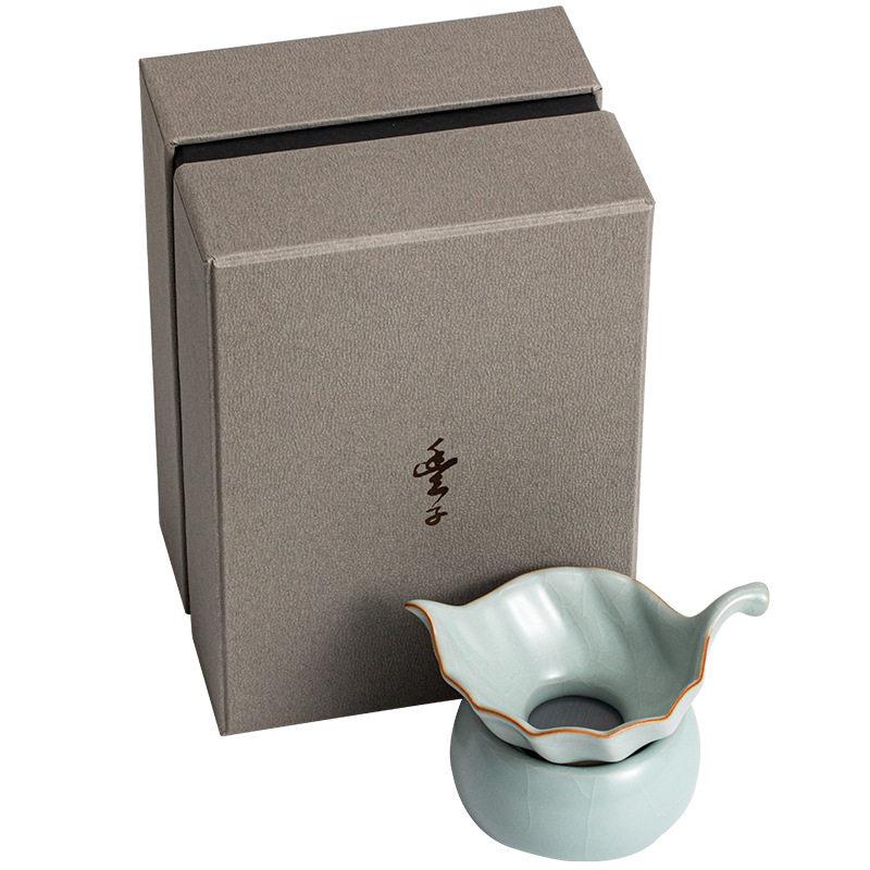 台湾丰子汝窑茶滤中式汝瓷茶漏复古风茶叶过滤网客厅陶瓷茶隔配件