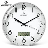 恒丽北欧简客厅挂钟带综合 G20温湿度CLD显示静音约扫秒挂屏墙石