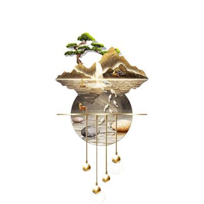 流E水生财玄关装饰画山水高档立体LDMY-11200壁过灯新中式入户挂
