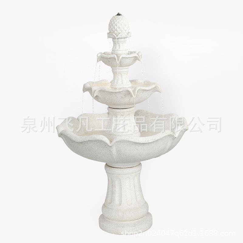 树脂工艺品仿石雕三层落地欧式流水喷泉别墅庭院大门流水景观摆件