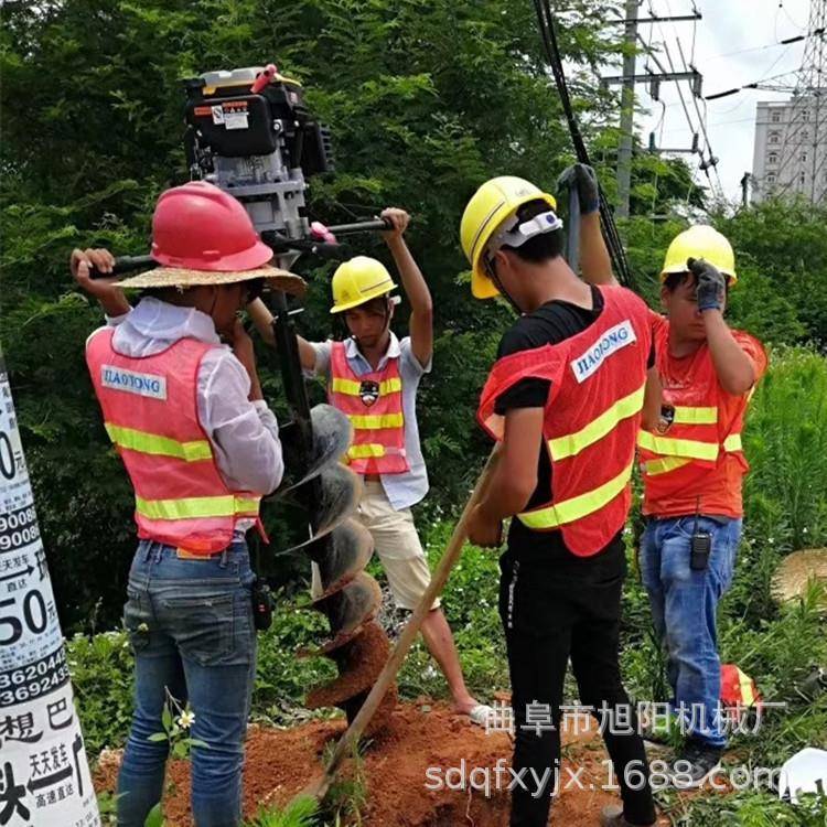 马力植树挖坑机加长钻头四冲程汽油打桩机光伏埋桩电线杆打洞机