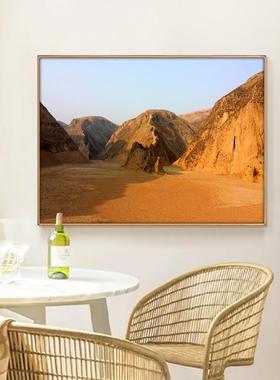 黄土高坡风景装饰画简约客厅沙发背景挂画黄色土地壁画有山无水画