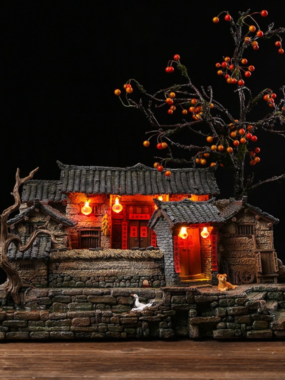 新品中式复古建筑老房子微缩模型y景观花盆器造景创意盆栽植物盆