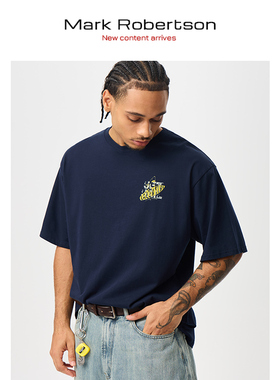 Mark Robertson2025ss夏季新款半袖T恤男士宽松潮个性纯棉短袖t