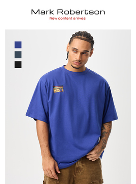 Mark Robertson2025ss夏季国风印花短袖T恤男潮新款艺术圆领纯棉t