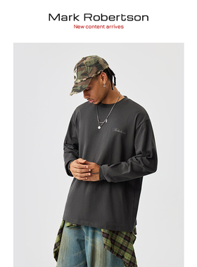 Mark Robertson25AW美式街头休闲水洗长袖T恤打底衫做旧卫衣百搭