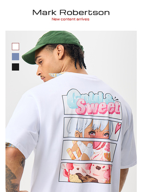 Mark Robertson2025ss动漫风短袖T恤男潮牌美式复古纯棉半袖宽松