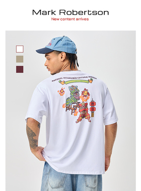 Mark Robertson2025ss印花短袖T恤男士潮牌个性圆领宽松纯棉半袖