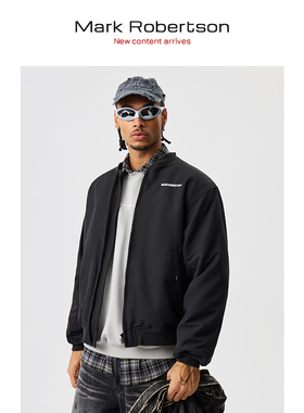 Mark Robertson25W飞行员夹克复古美式外套ma1纯色厚款棒球领棉服