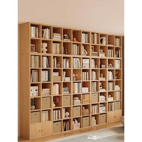 可定制实木书柜一体整墙一面墙客厅柜子储物柜收纳书架置物架落地