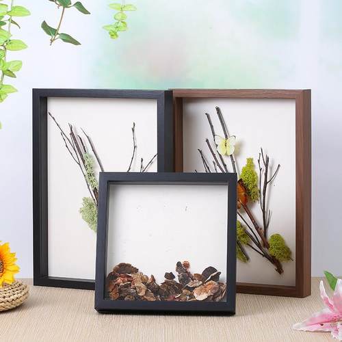 木质立体创意相框 a4标本装裱展示架摆台简约做旧干花diy衍纸画框
