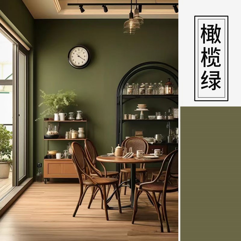 乳胶漆室内家用佛罗里达棕格林那达橄榄绿橄榄石卧室背景墙漆涂料