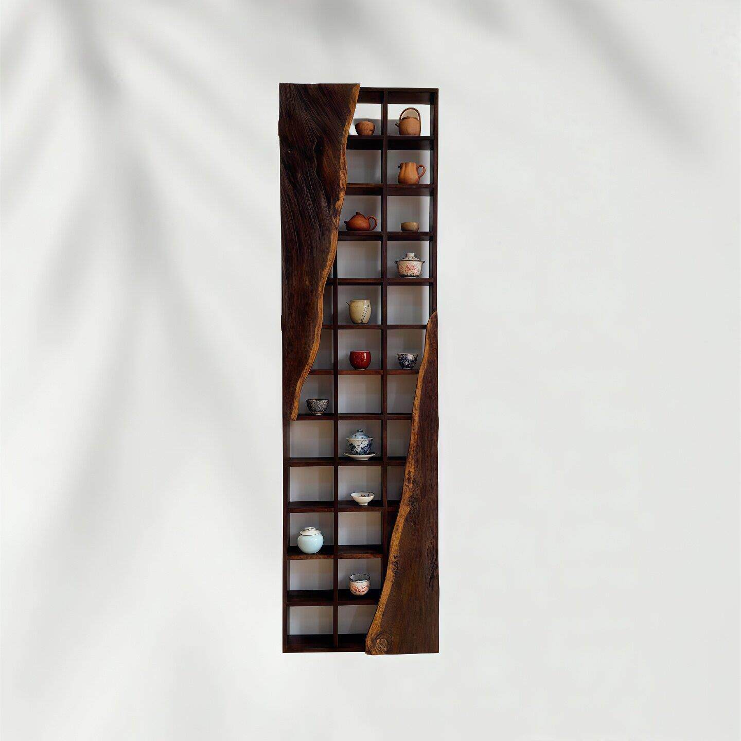 博古架实木中式多宝格茶叶置物架榆木隔断摆件收茶架子实木置物架