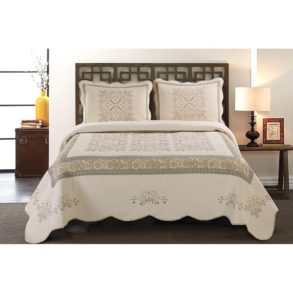 热销全棉绗缝绣花床盖空调被夏凉被三件套双人床罩床单水机洗棉被