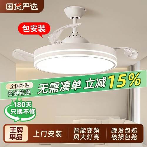 吊扇灯2025新款吊扇吸顶隐形家用客厅饭厅卧室带电扇一体吊灯