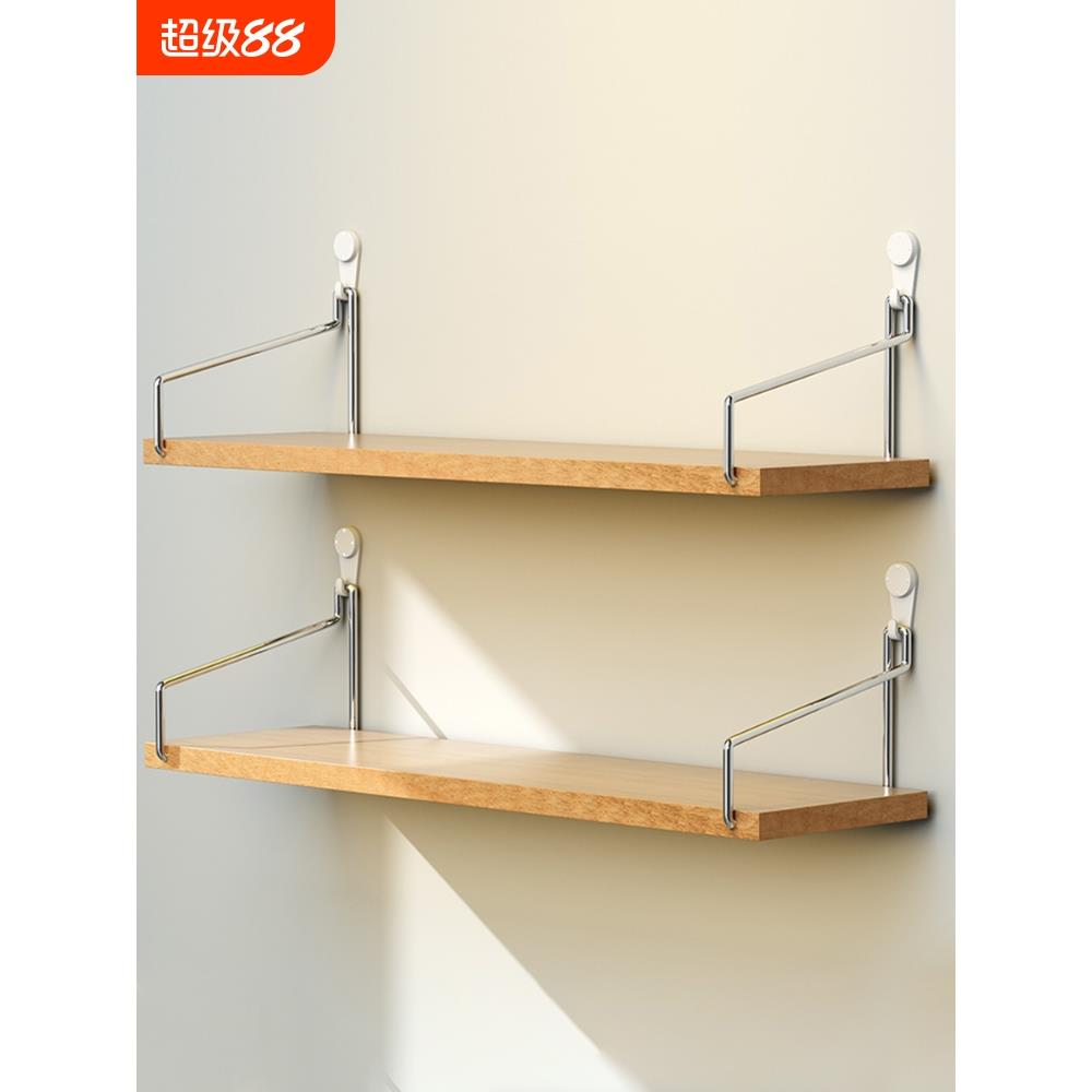 免打孔墙上置物架墙面卧室床头收纳架墙壁挂式隔板路由器木板架子