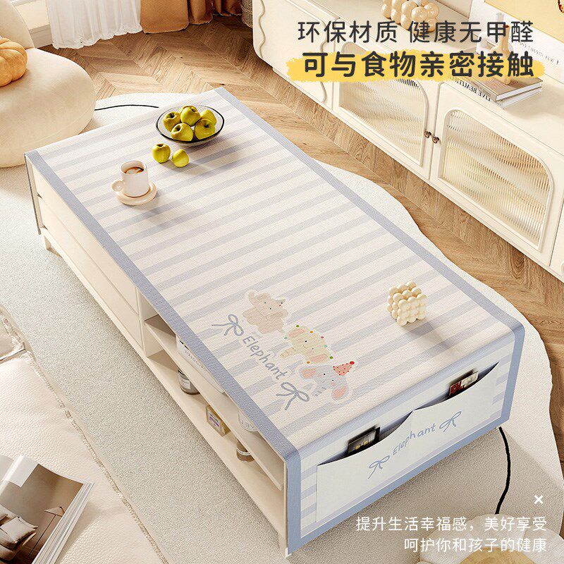 茶几桌布轻奢高级感长方形桌垫客厅家用餐桌子遮盖布棉麻茶几盖布