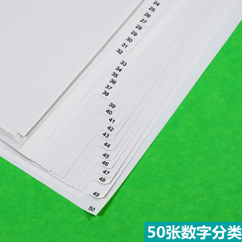 文件夹分类索引纸11孔归类纸1-50页标签纸人事资料档案隔页纸塑料