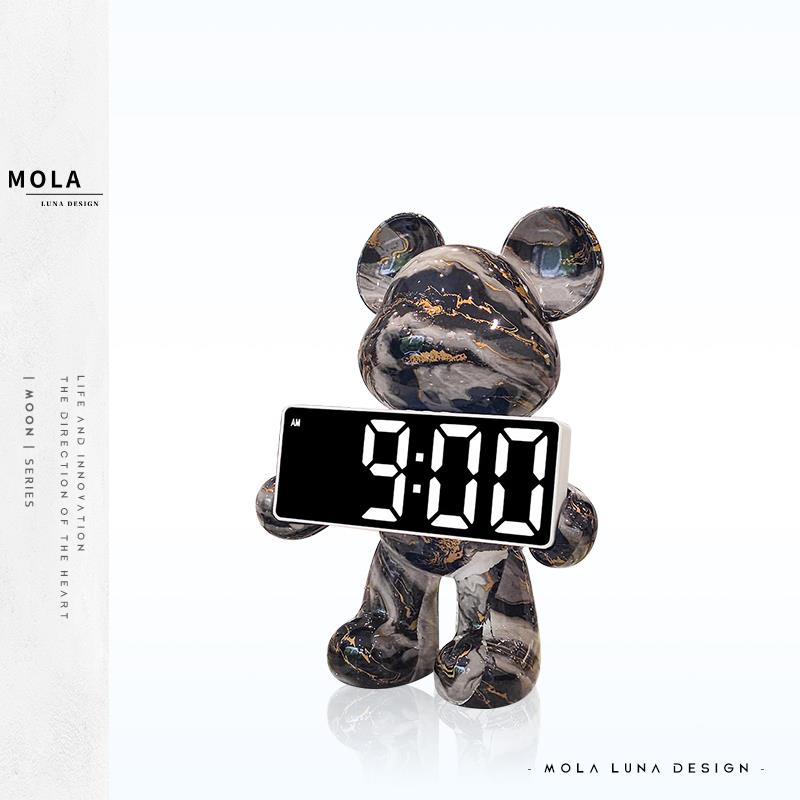 MOLALUNA.Shift.摆件轻奢暴力熊时钟客厅桌面台式钟表摆放 | 水转