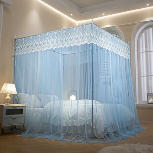 精选2025新款宫廷落地式公主蚊帐家用免安装三开门蚊帐加粗不锈钢
