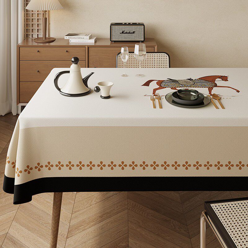中古风餐桌布美拉德轻奢高级感长方形茶几盖布桌面保护棉麻台布