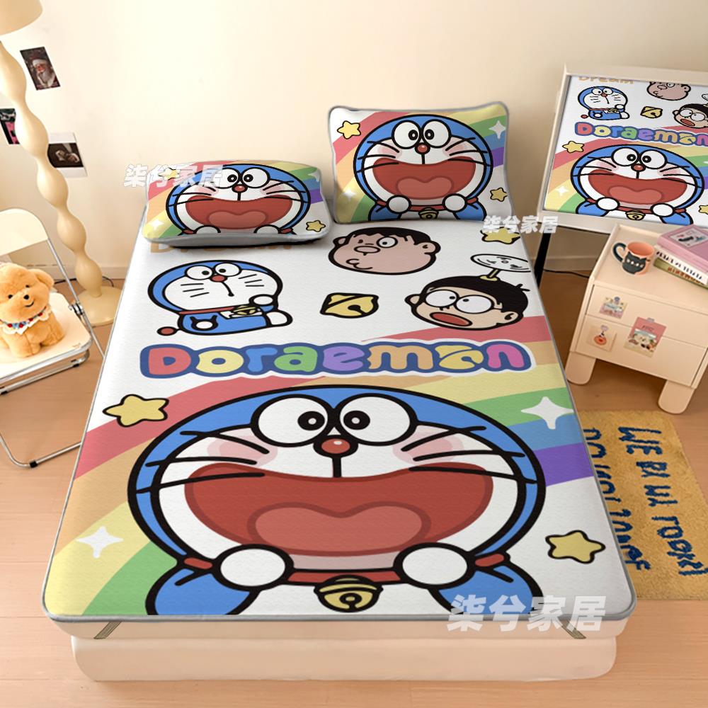 哆啦A梦凉席三件套卡通宿舍单人冰丝席空调被四件套双人1.8机器猫