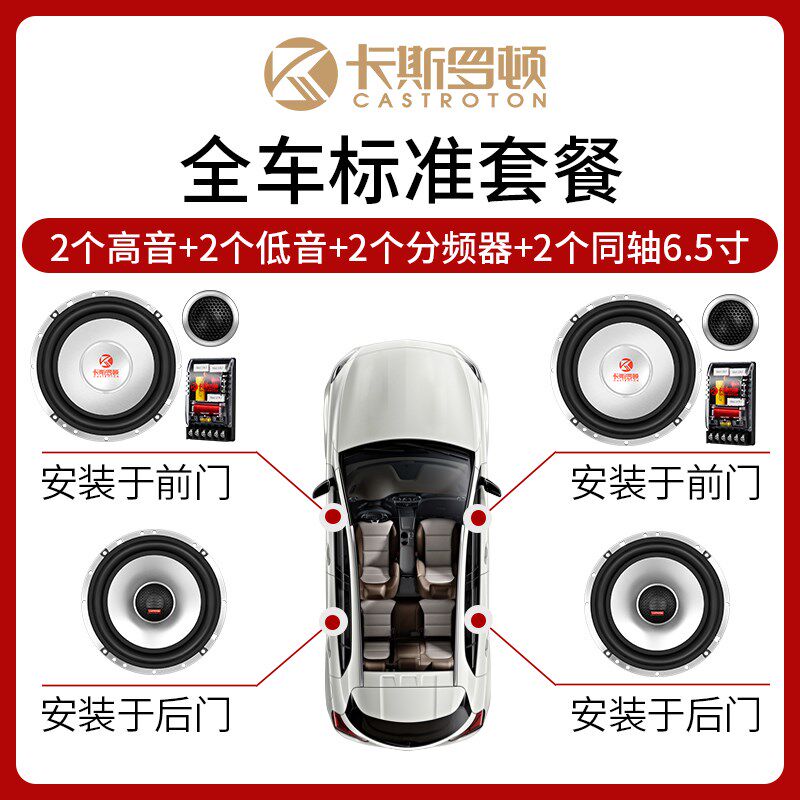 汽车音响喇叭改装6.5寸同轴全车套装升级高低音车载扬声器铝音盆