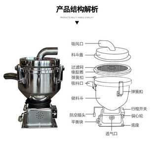 吸料机不锈钢料斗 7.5L12L25L上料机真空料斗储料桶 注塑辅机配件