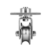 304不锈钢轴承带板万向轮v型U型槽方管折叠门移门脚轮带板定滑轮