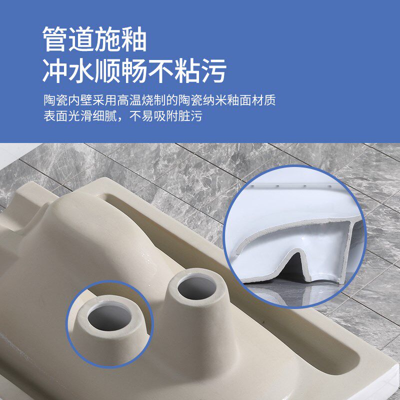 陶瓷蹲便器蹲坑蹲厕带盖板一体卫生间水箱套装家用厕所便池大便器