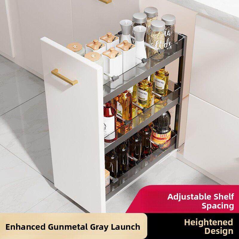 酷太厨房调味拉篮窄柜调料篮抽屉式立置物架内置小尺寸橱柜调味蓝