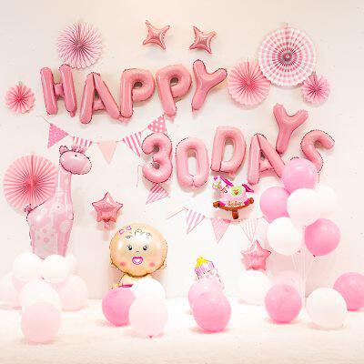 宝宝1周岁场景布置背景墙百天宴装饰100天儿童r男孩百日宴生日气