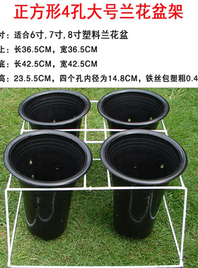 兰花架铁艺塑料兰花盆专用支架白色花架落地式4R孔8孔兰草花盆架