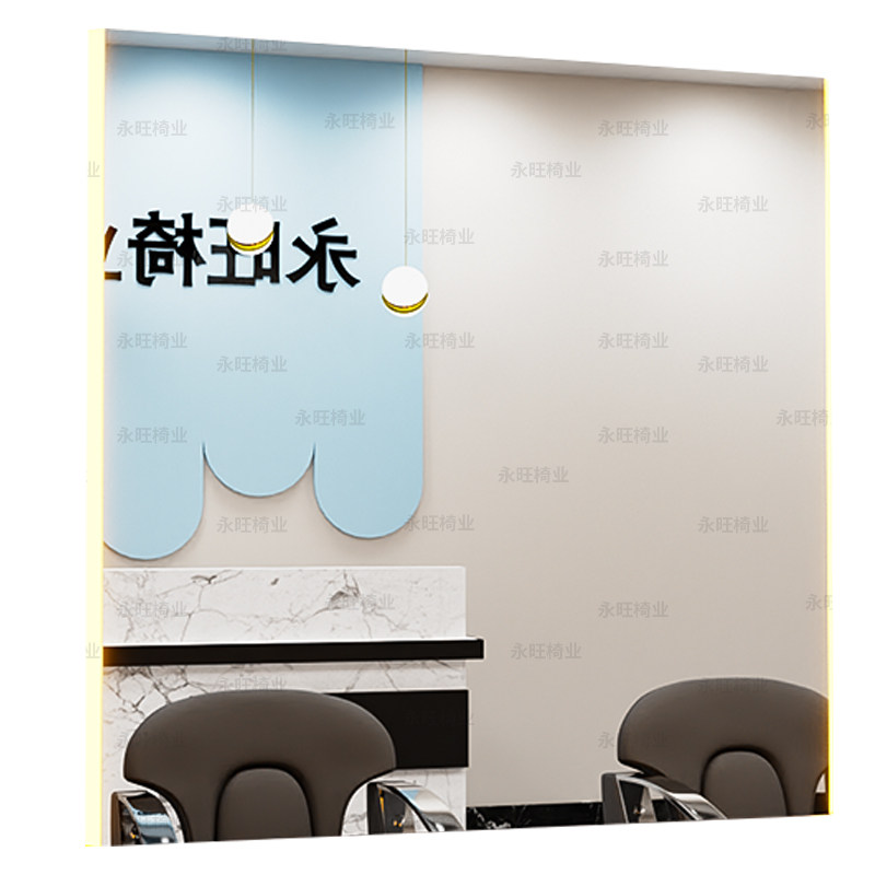 潮店理发店镜台挂墙美发镜台单面烫染F镜带灯发廊专用拼接大通镜