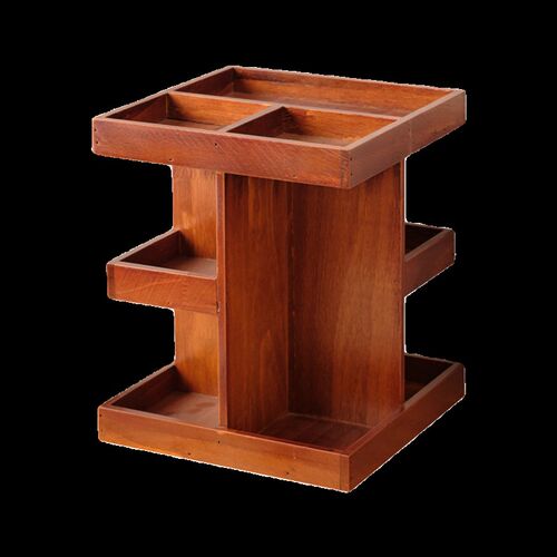 复古实木收纳盒宿j舍桌面收纳层架化妆台化妆品口红可旋转置物架