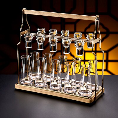 高档轻奢水晶玻璃白酒杯套装家用中式一口小酒杯子二X两分酒器酒